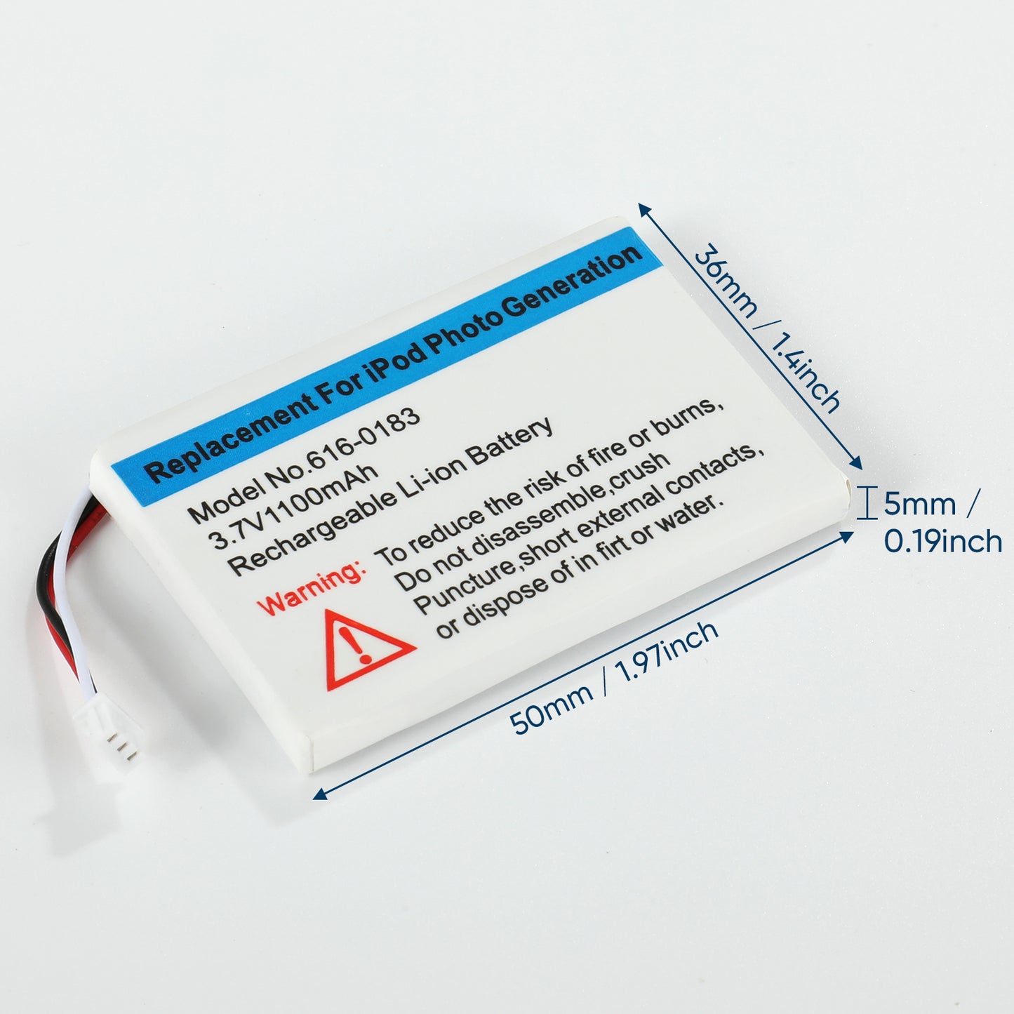 1100mah Lithium-Ion Replacement Battery for Apple iPod Classic 4th Generation Monochrome & Photo A1059 A1099
