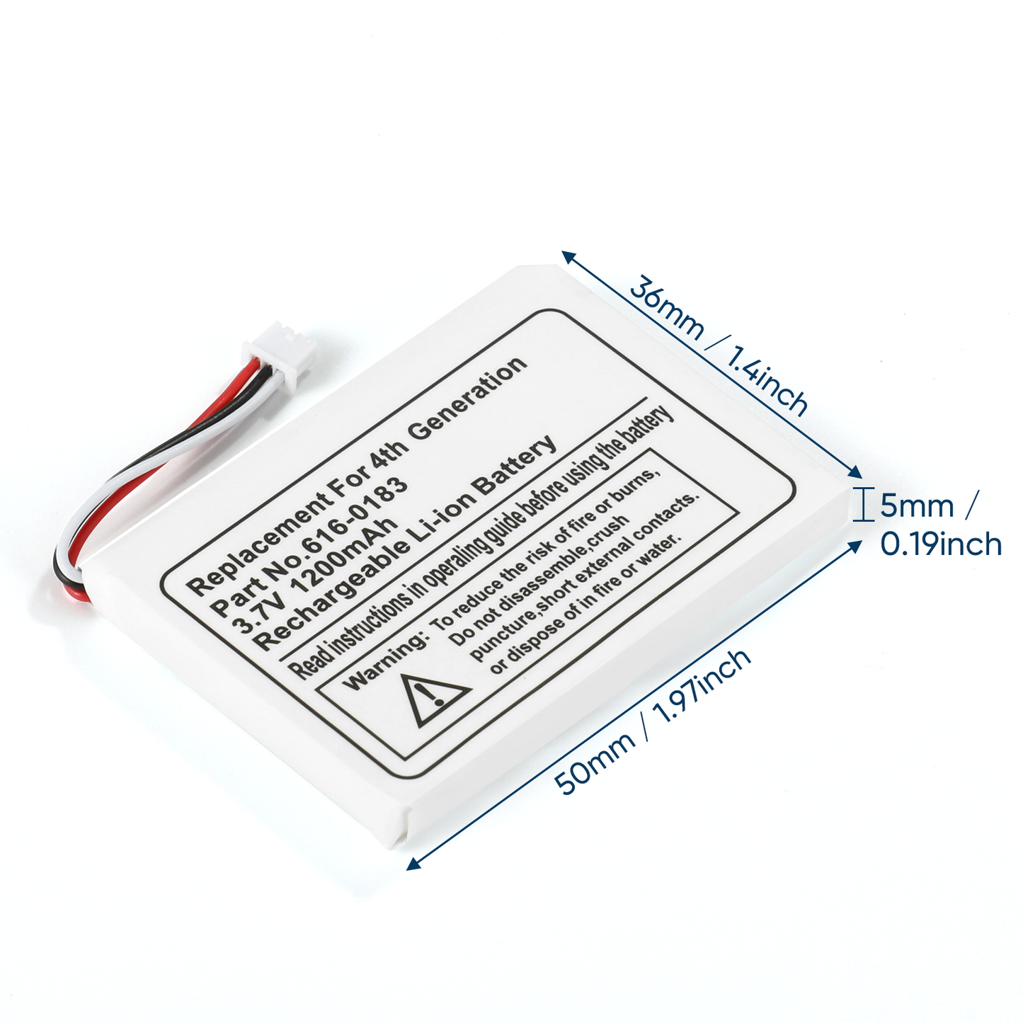 1200mah Lithium-Ion Replacement Battery for Apple iPod Classic 4th Generation Monochrome & Photo A1059 A1099