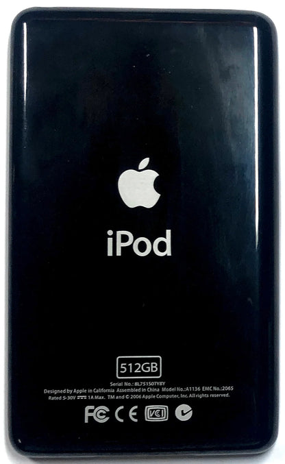 Thin Black Backplate for iPod Classic / Video 5th 5.5 6th 7th 64GB 128GB 256GB 512GB 1TB 80GB 120GB 160GB Universal